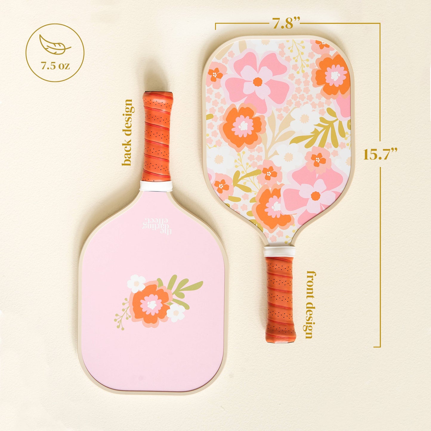 Pickleball Paddle-Beyond Blooms Pink Orange