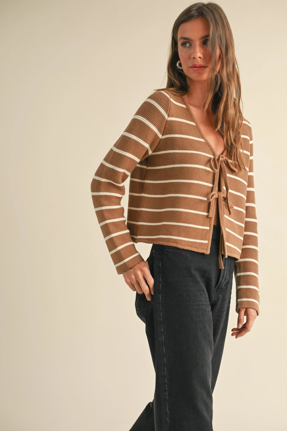 Charlotte Striped Tied Front Cardigan