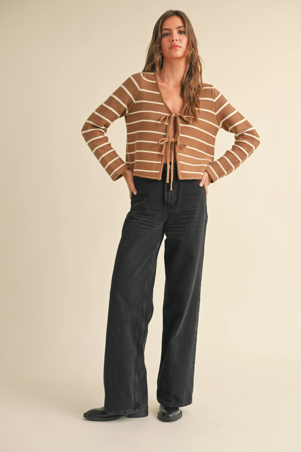 Charlotte Striped Tied Front Cardigan