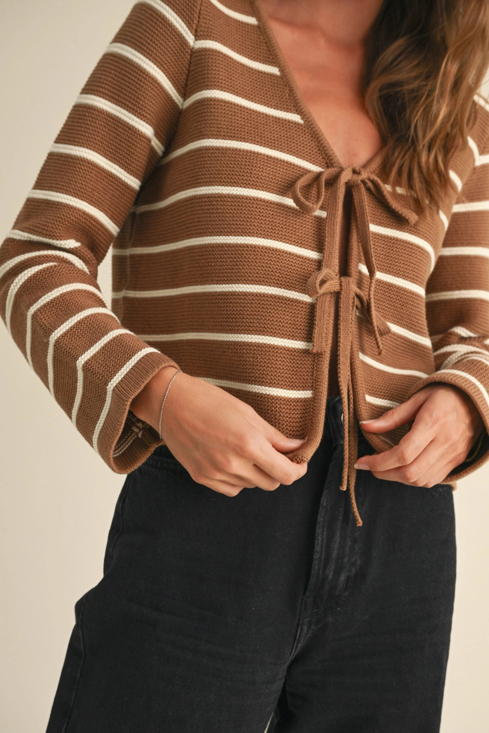 Charlotte Striped Tied Front Cardigan