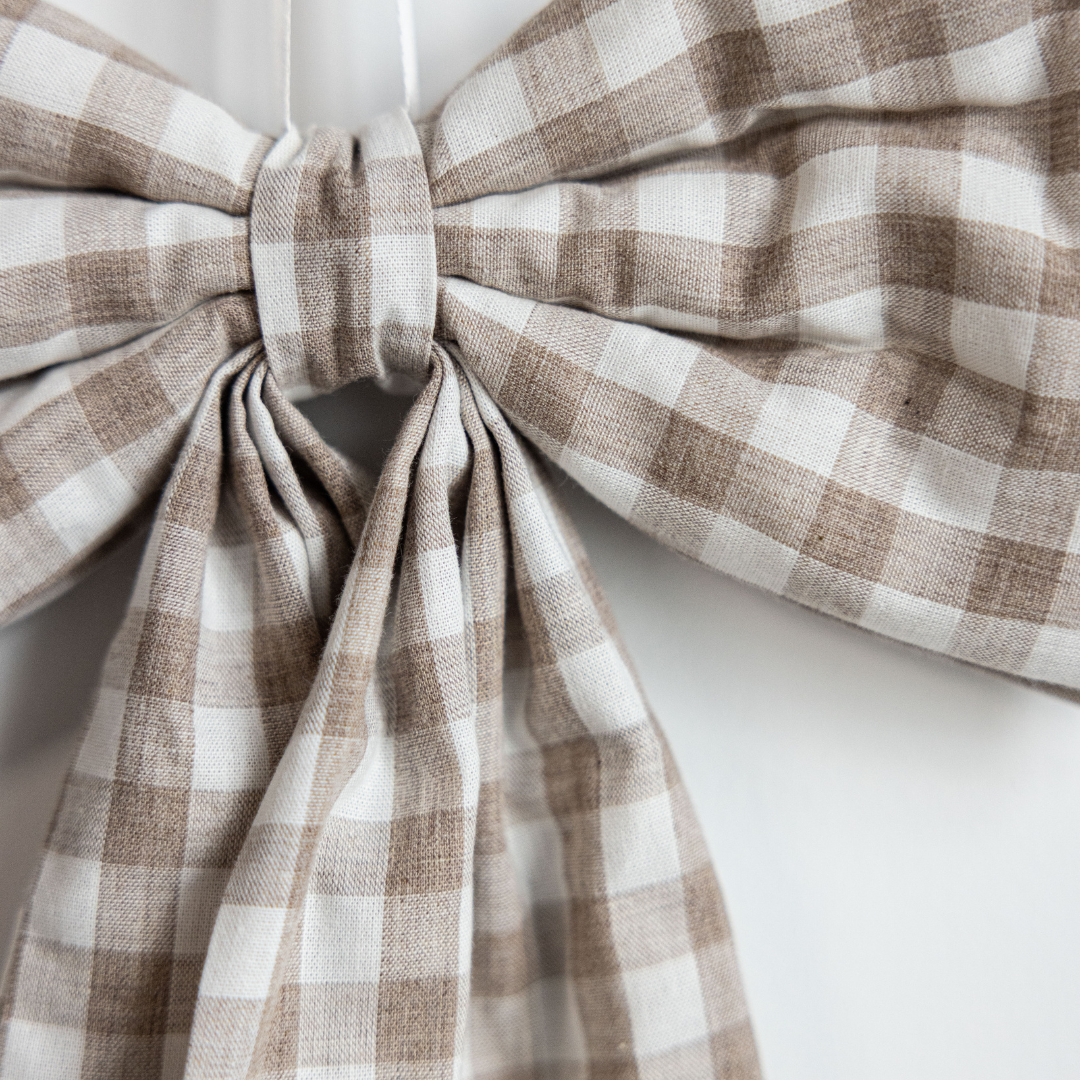 Bow Beige Gingham Fabric Bows