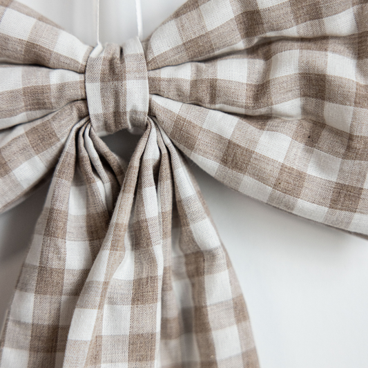 Bow Beige Gingham Fabric Bows