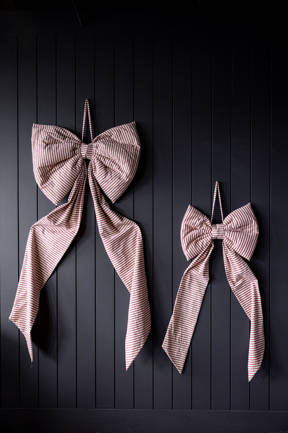 Oversized Cranberry Red Striped Fabric Bows