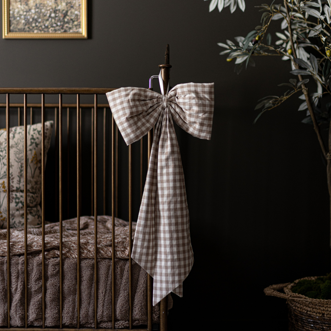 Bow Beige Gingham Fabric Bows