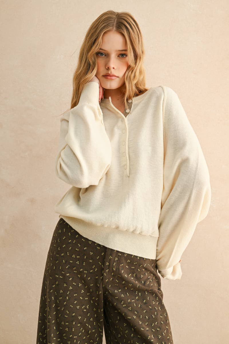 Anna Half-Button Front Sweater